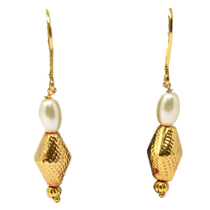 Golden beads Three Layer Limboli Mala Necklace Earrings