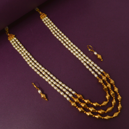 Golden beads Three Layer Limboli Mala Necklace