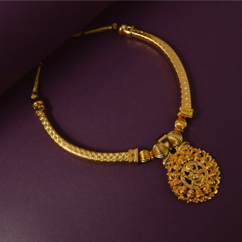Plain Gold Lord Ganesha Pendant Necklace