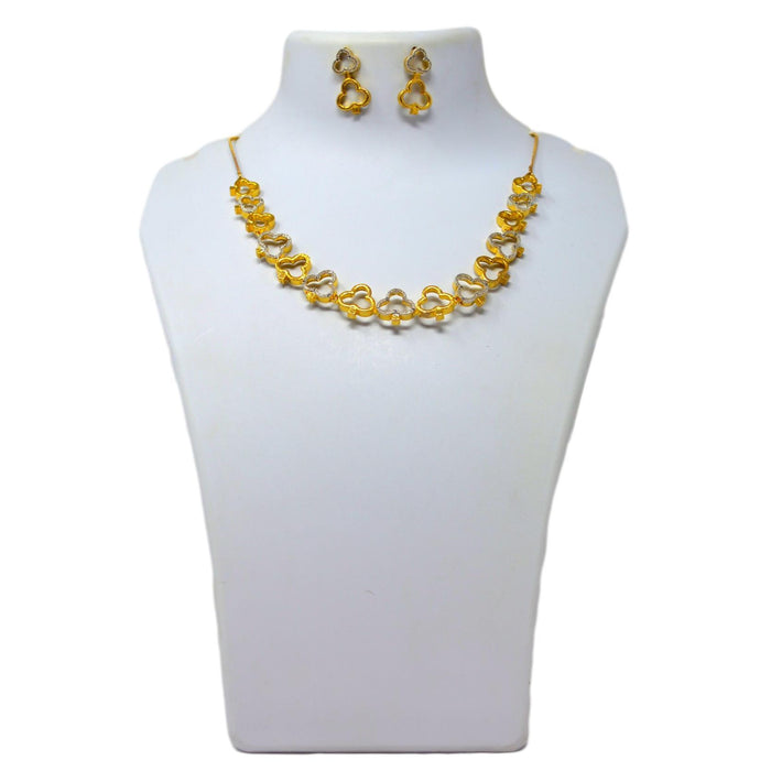 American diamond & gold Finish Necklace Set On Mannequin