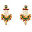 Temple & Red Green Stone Necklace Set Earrings