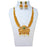 Temple Finish Red Green & American Diamond Necklace set On Mannequin