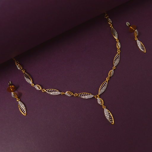 Leaf Shape & American Diamond Necklace Set