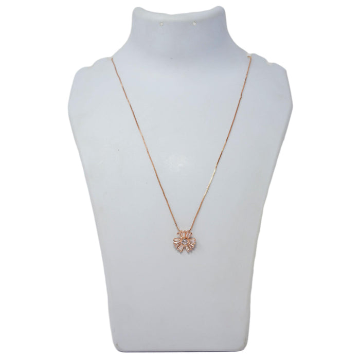 American Diamond & Rose Gold Necklace  On Mannequin