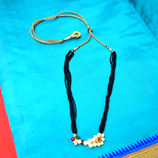 Moti & Red Stone Nathini Pendant Necklace Color