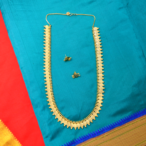 Plain Gold Laxmi Coin Necklace Set Color
