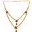 American Diamond & Red Stone Two Layer Necklace Set Top View