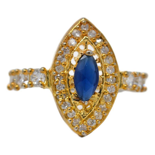 American Dimond & Blue Stone Ring Front View