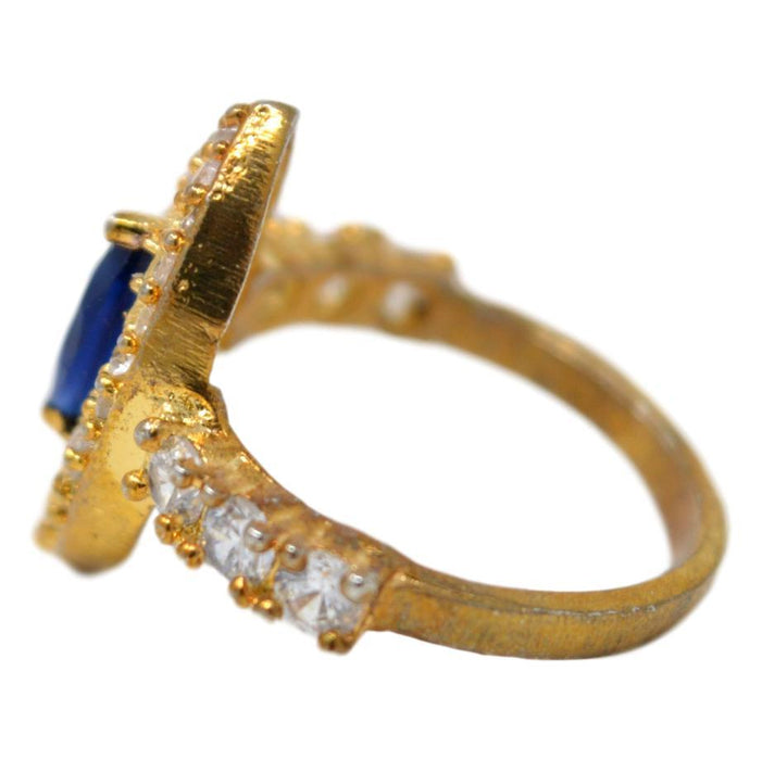 American Dimond & Blue Stone Ring Side View