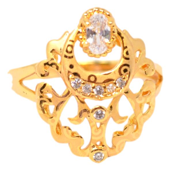 Golden & American Diamond Ring Top View
