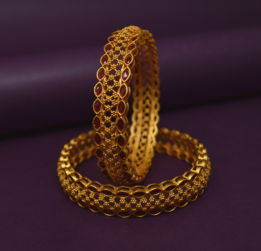 Red Stone & Temple Bangles