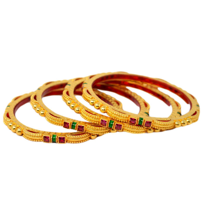 Red Stone Bangles Set Front View