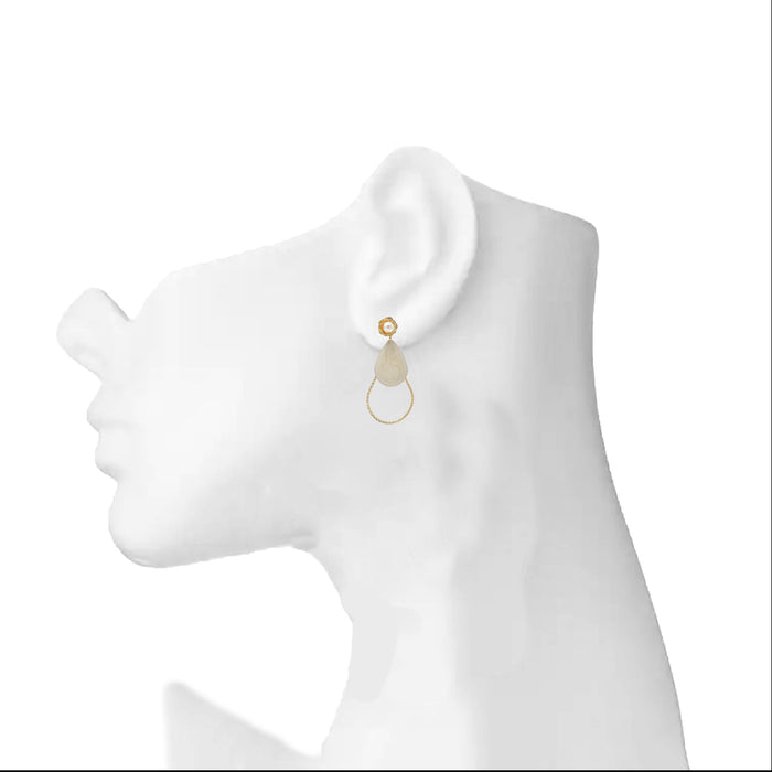Modern Pearl and Stone Veneer Earrings On Ear
