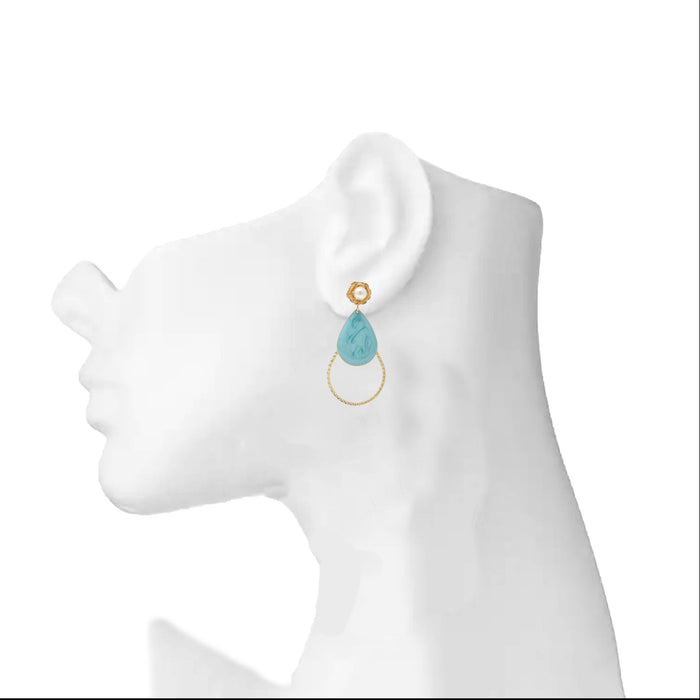 Modern Pearl and Stone Veneer Earrings On Ear