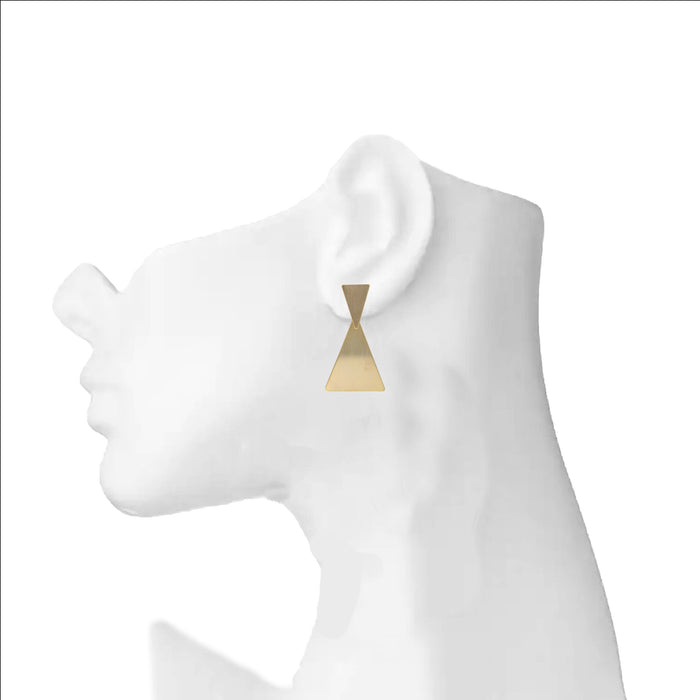 Modern Plain Gold Earrings On Ear