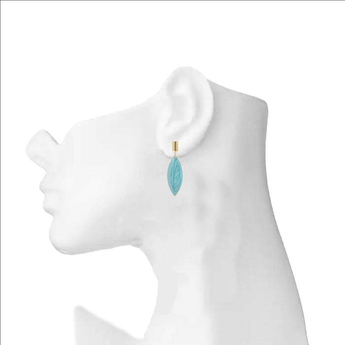 Modern Earrings with Blue Stone Veneer On Ear