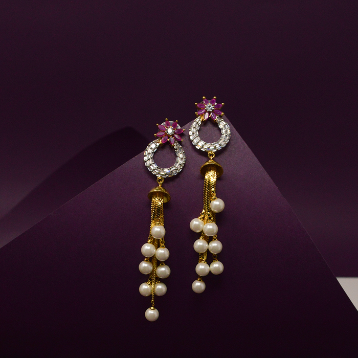 Sasha Golden Indo-Western Ethnic Kundan Earrings with Pearl – AryaFashions