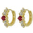 American White Diamond With Red Stone Earring Front View