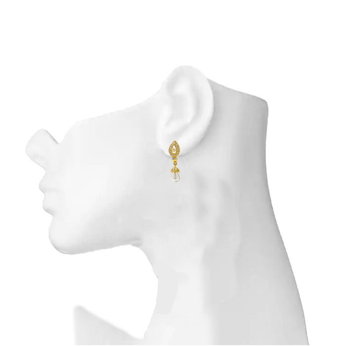 American White Diamond With Moti Earring On Mannequin