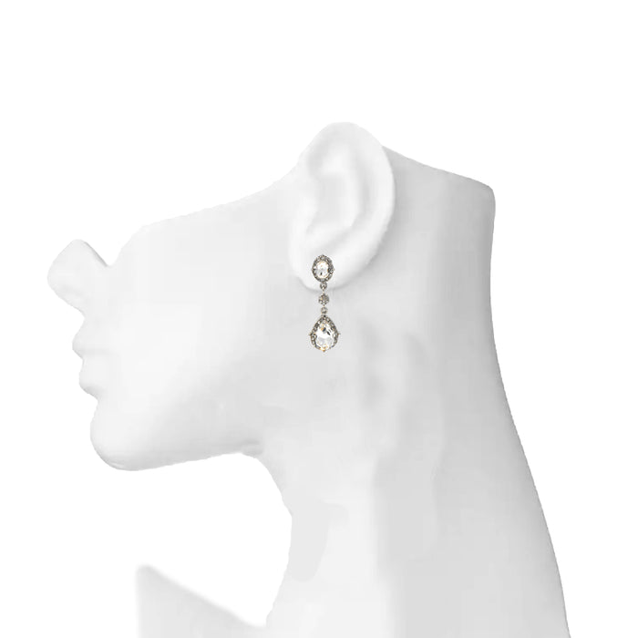 Silver White & Yellow Stone Earring