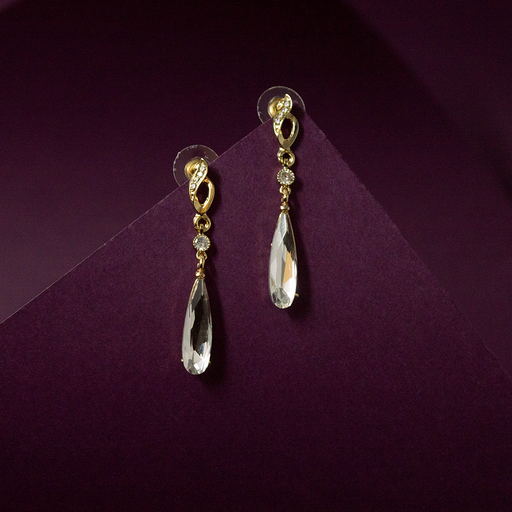 Golden White Stone Earring