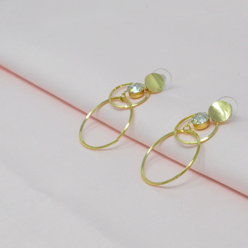 Golden White Stone Circle Earring Color