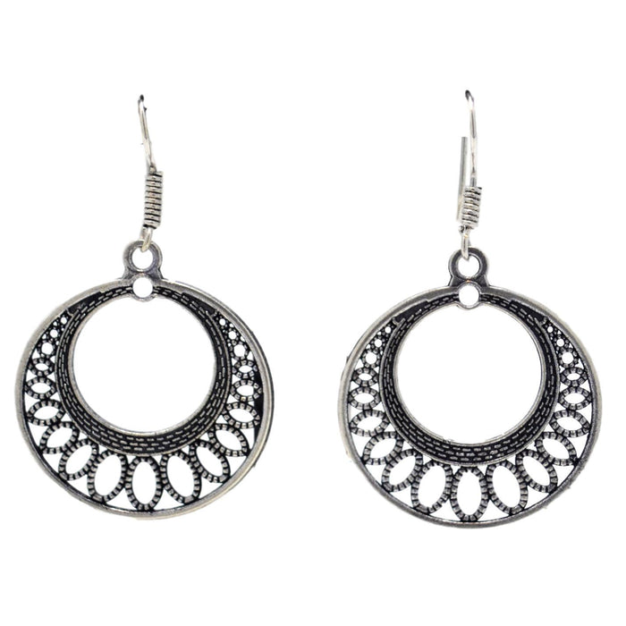 Oxidised Ring Earring Front View