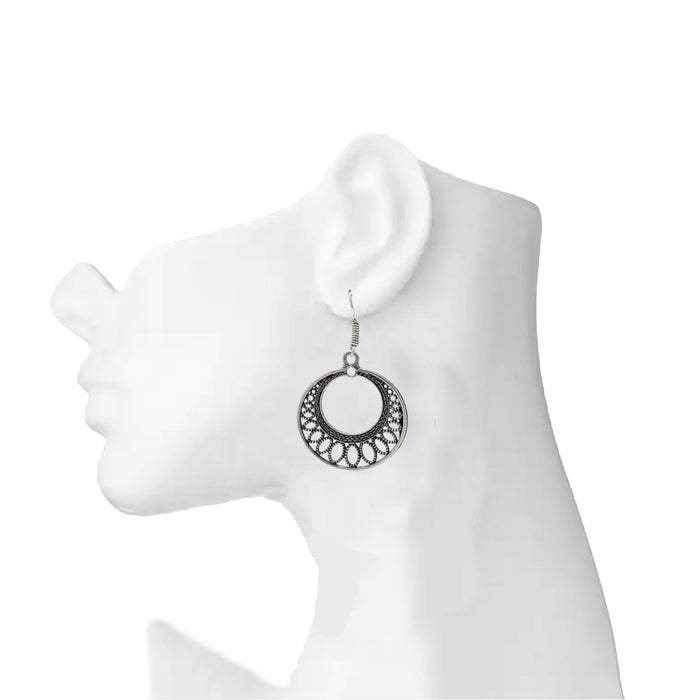 Oxidised Ring Earring On Ear