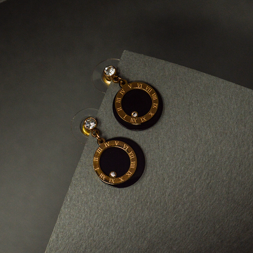 Black And Golden Circle Earring