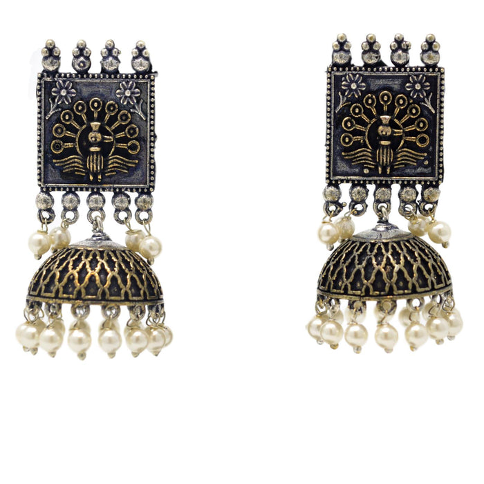 Oxidised Jhumki Earring Front View