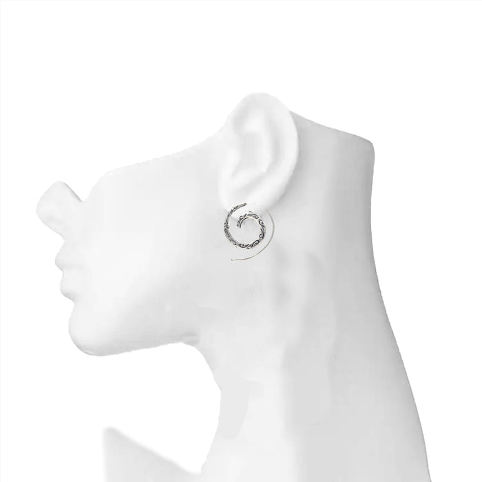 Oxidised Earring On Ear