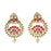 Gold Moti & Red, Stone Oxidised Earring Front View