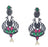 Moti & Red,Green Stone Oxidised Earring Front View