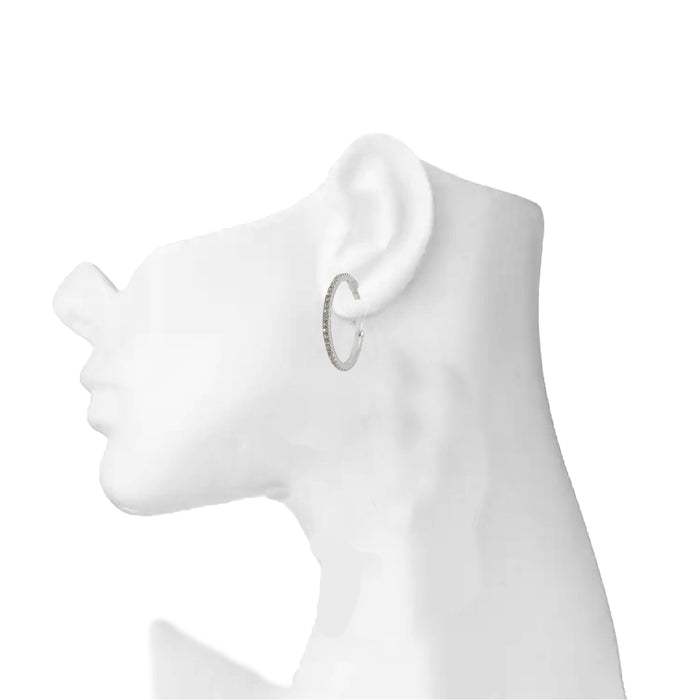 White American Stone Small Ring Earring On Ear