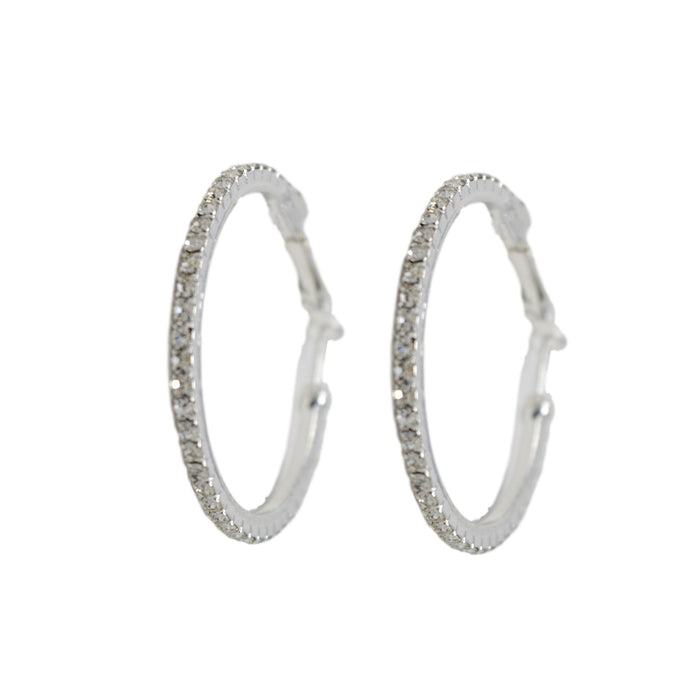 White American Stone Small Hoop Earring Front View