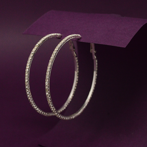 White American Diamond Big Hoop Earring