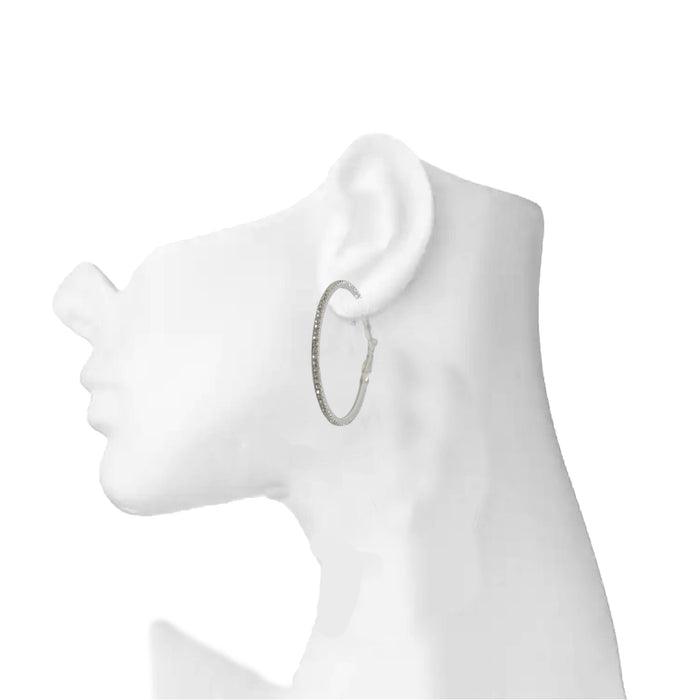 White American Stone Big Ring Earring On Ear