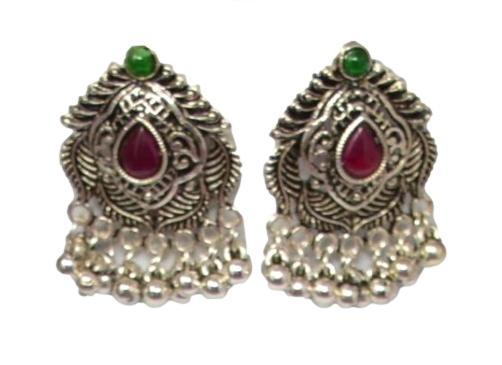 Oxidised Temple Mangalsutra Earrings