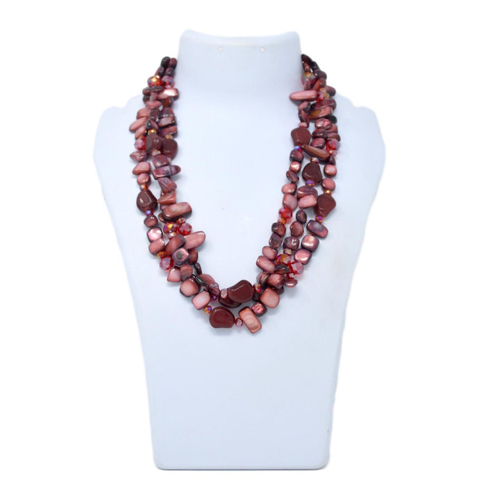 Brown Beads Three Layer Necklace On Mannequin