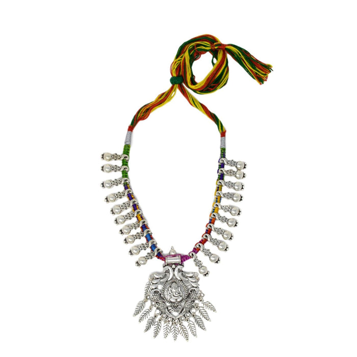 Colour Dhaga Oxidised Necklace Top View