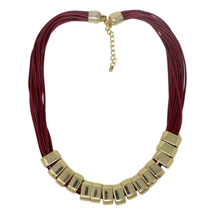 Red Dhaga Layer Golden Necklace Top View