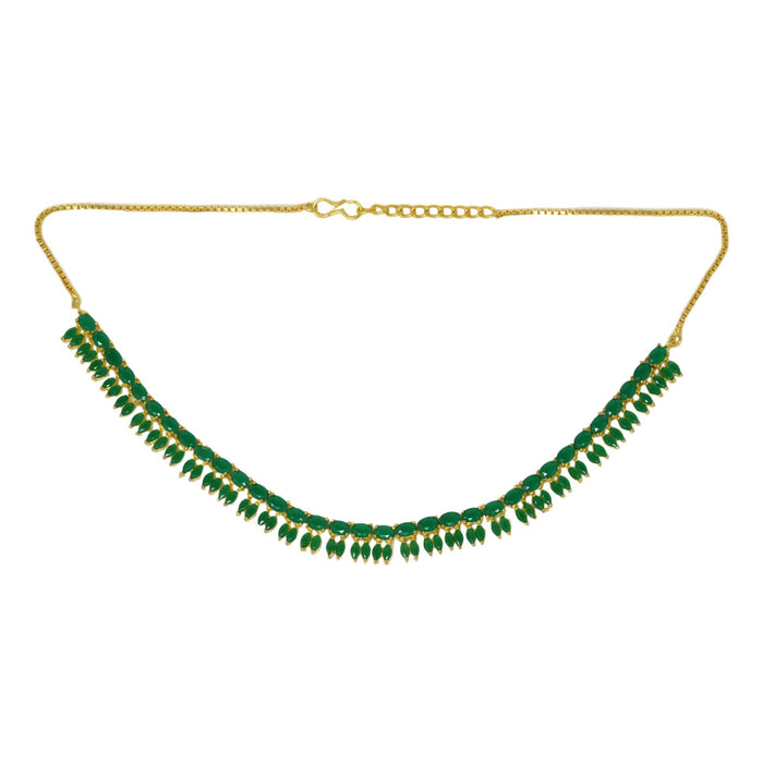Green Stone Necklace Set Top View
