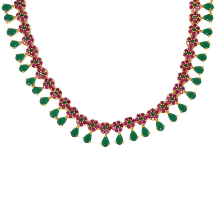 Green & Red Stone Necklace Set Close Up