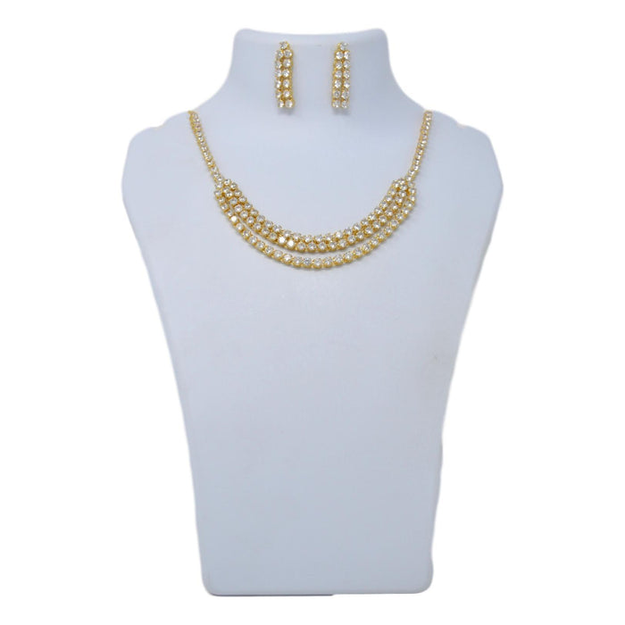 American White Diamond Three Layers Necklace Set On Mannequin