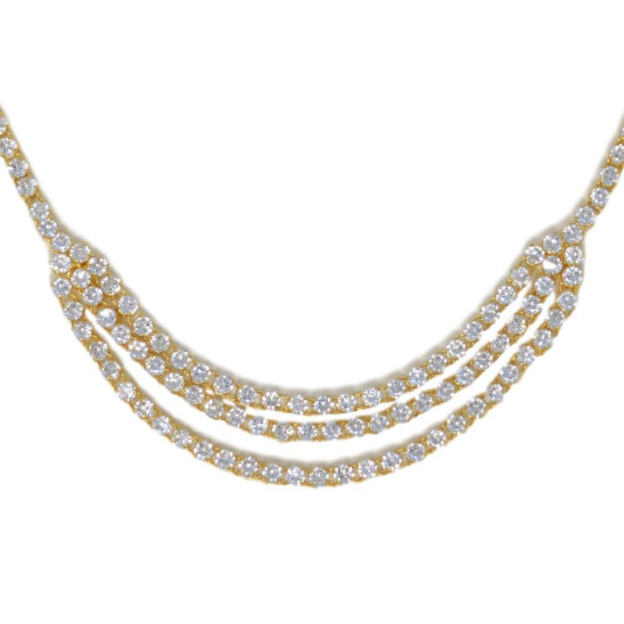 American White Diamond Three Layers Necklace Set Close Up