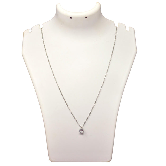 Dainty Single White Stone Necklace On Mannequin