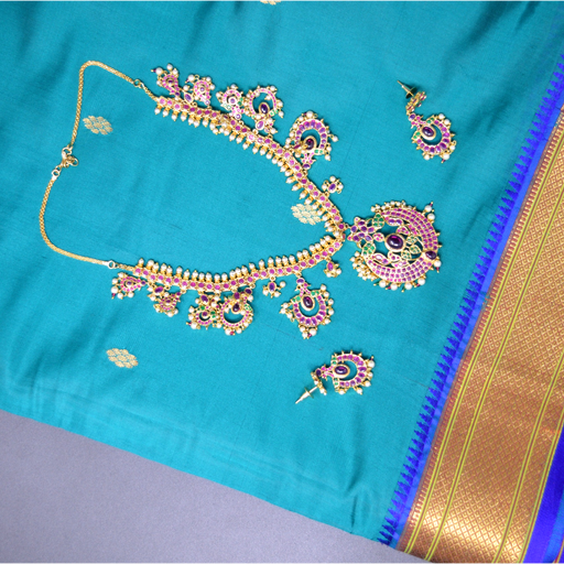 Red, Green Stone & Moti Jaypuri Necklace Set