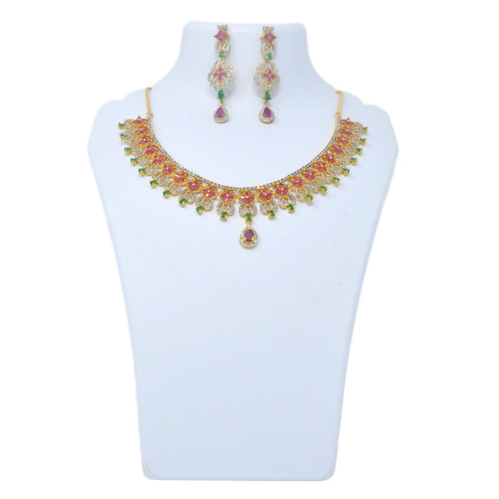 Red,Green & White Stone Necklace On Mannequin