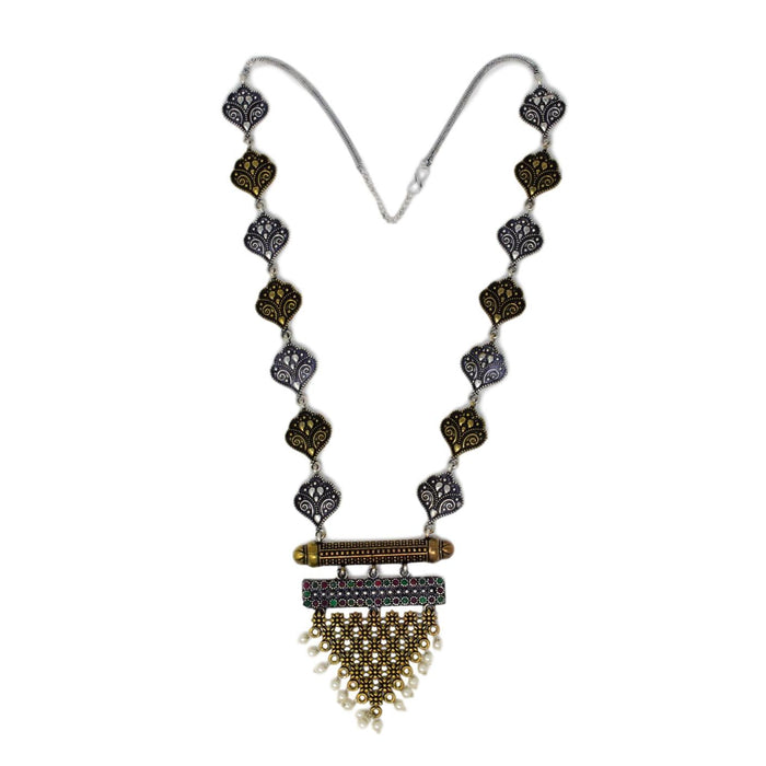 Gold Oxidised Necklace Set Top View