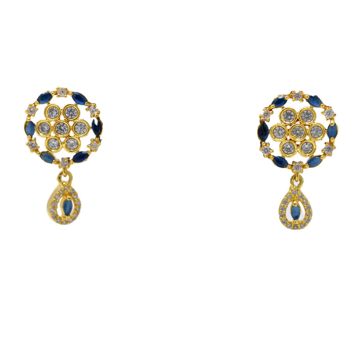 American White Diamond with Blue Stone Pendant Set Earrings